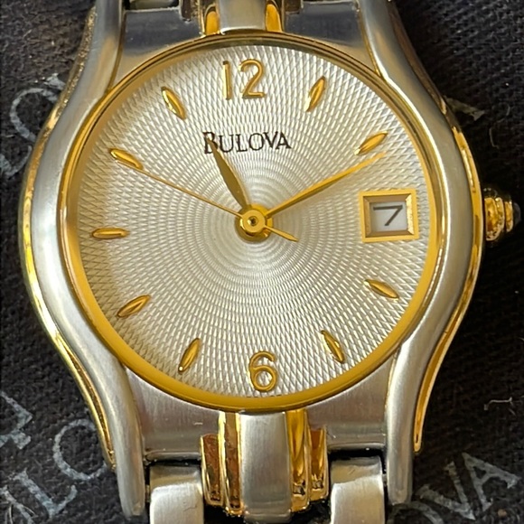 COPY - Bulova lady battery water resistant 30m silver and gold w/date main image 6